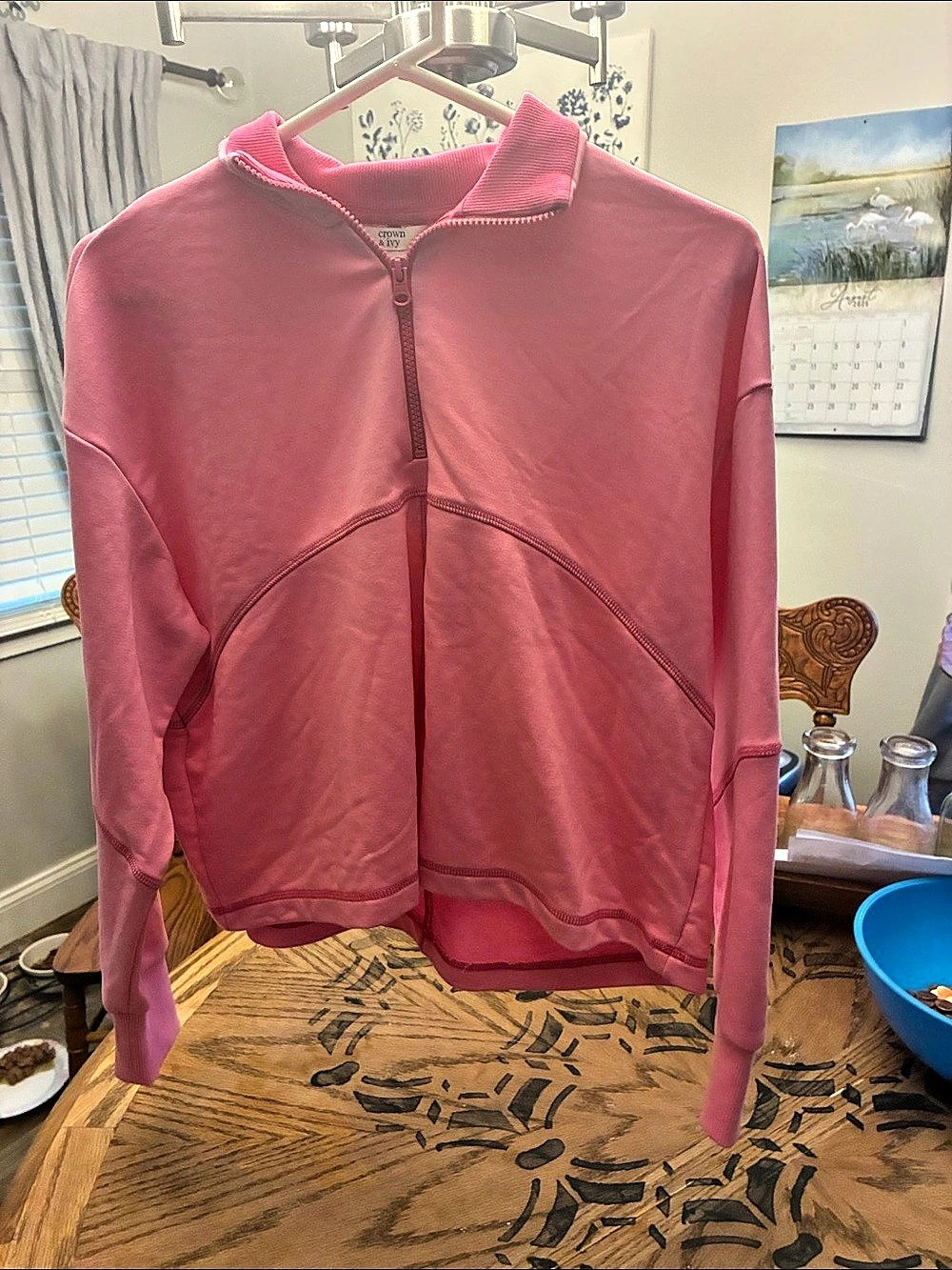 crown & ivy Pink Zip Front Jacket Size Large NWT